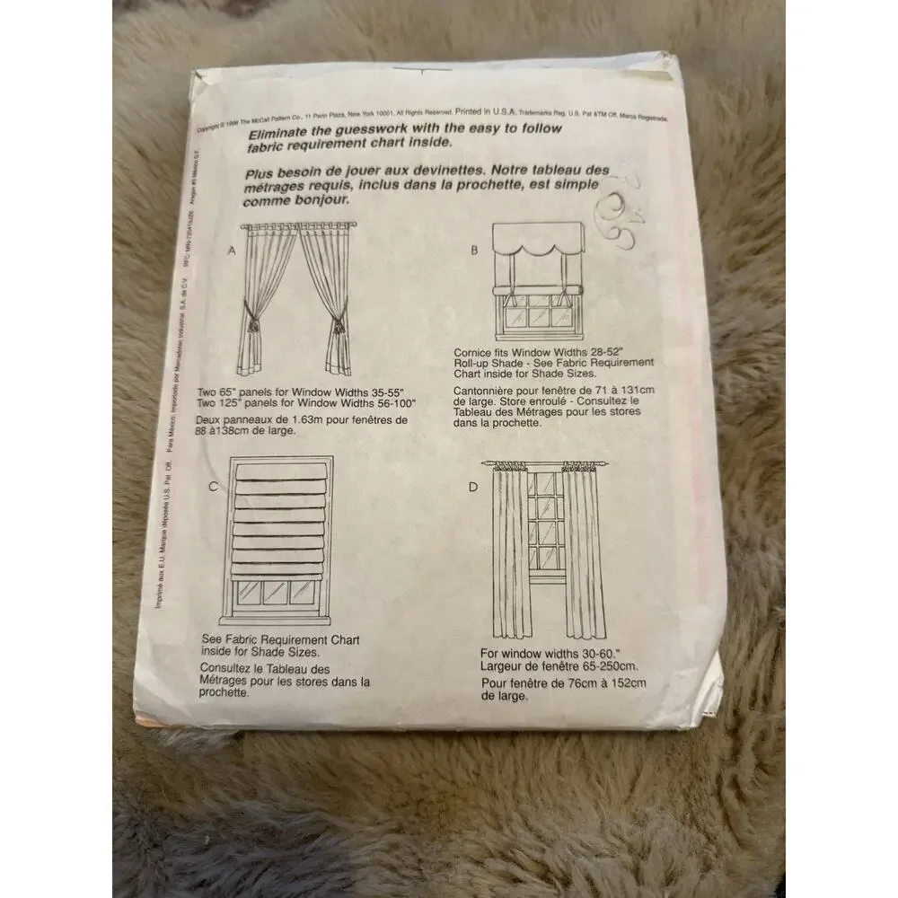 Vintage McCalls 8211 Home Decorating Window Treatment Sewing Pattern UNCUT